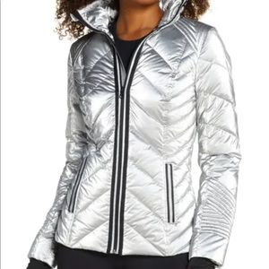 Blanc Noir Breakthrough Metallic Reflective Puffer Coat